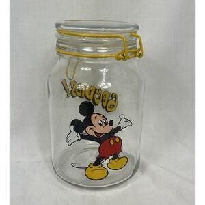 Vintage Mickey Mouse glass locking Goodies Cookie Jar The Walt Disney Company